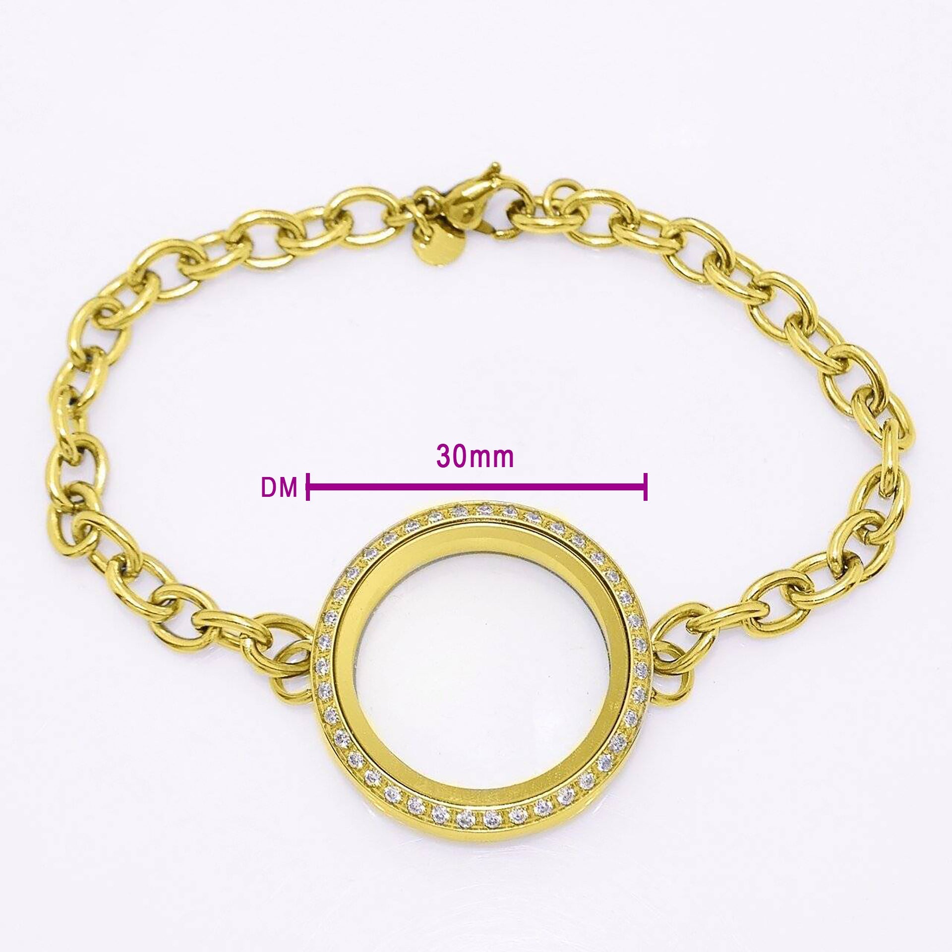 1pc 316L Stainless Steel 20mm 25mm 30mm Round Living Memory Locket Bracelet  for Floating Locket Charms - AliExpress